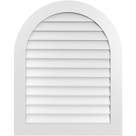 Ekena Millwork Round Top Surface Mount PVC Gable Vent: Non-Functional, w/ 3-1/2"W x 1"P Standard Frame, 32"W x 40"H GVPRT32X4001SN